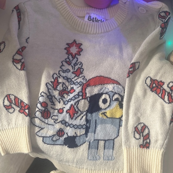 Festive Bluey Sweater with Christmas Tree Design - Picture 2 of 5